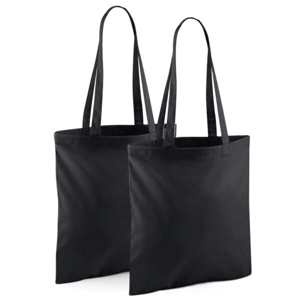 Draagtasje met hengsels - 2x - zwart - 42 x 38 cm - katoen - 10 liter