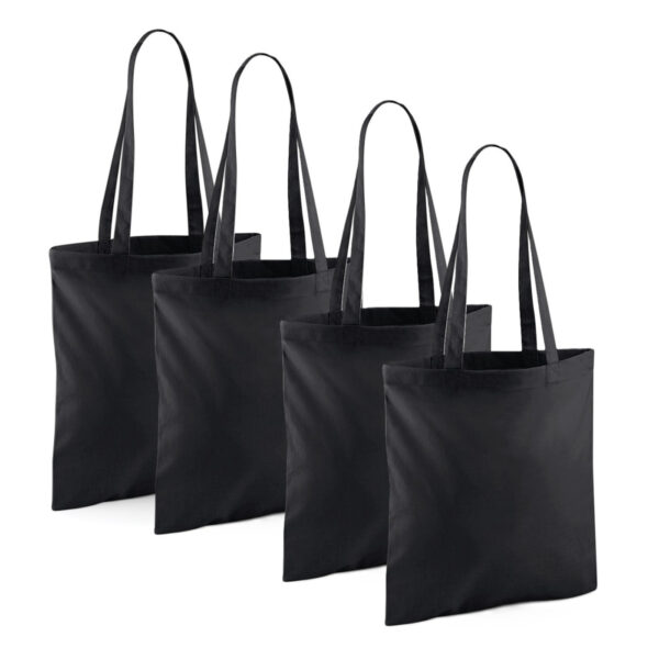 Draagtasje met hengsels - 4x - zwart - 42 x 38 cm - katoen - 10 liter