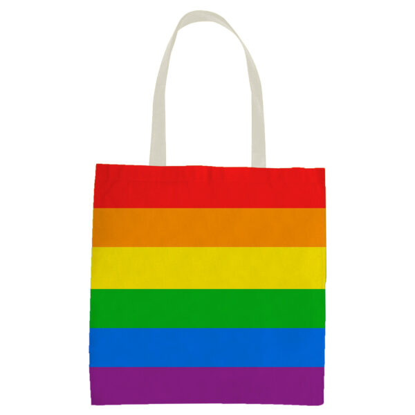 1x Polyester boodschappen tasje regenboogkleuren/pride vlag 30 x 40 cm
