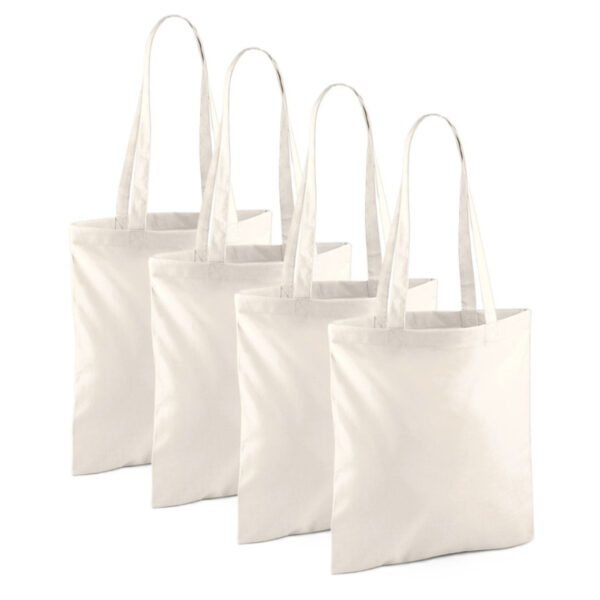 Draagtasje met hengsels - 8x - naturel - 42 x 38 cm - katoen - 10 liter - boodschappen - gymtas