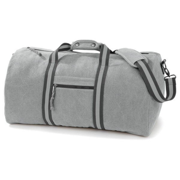 Canvas weekendtas/reistas - lichtgrijs - 45 liter - Vintage reistas