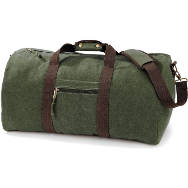 Canvas weekendtas/reistas - legergroen - 45 liter - Vintage reistas