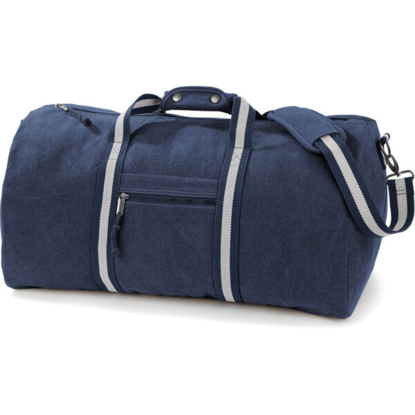 Canvas weekendtas/reistas - donkerblauw - 45 liter - Vintage reistas