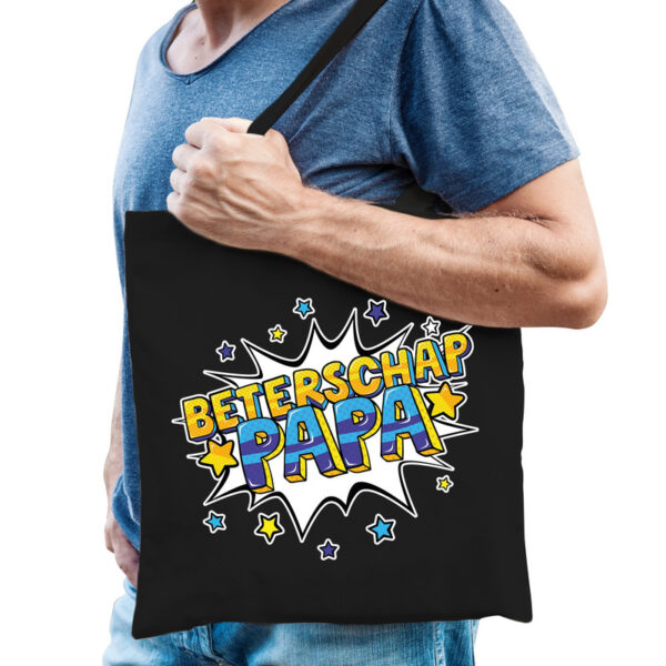 Cadeautas beterschap papa zwart katoen voor heren