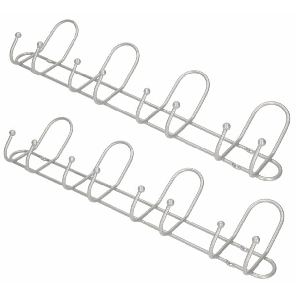 2x wandkapstok - 4-haaks - verchroomd aluminium - 15 x 53,5 cm - kapstok
