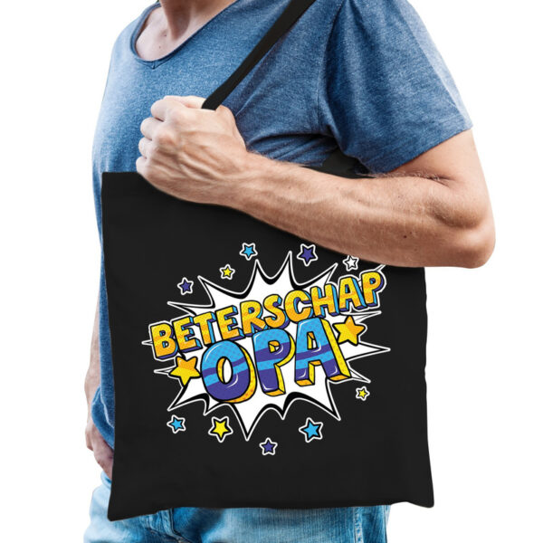 Cadeautas beterschap opa zwart katoen voor heren