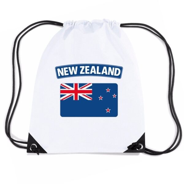 Nieuw Zeeland thema - nylon rugzak - wit - met Nieuw Zeelandse vlag - sporttas