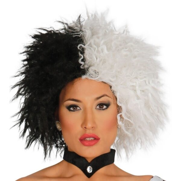 Fiestas Halloween verkleedpruik kort haar - zwart/wit - dames
