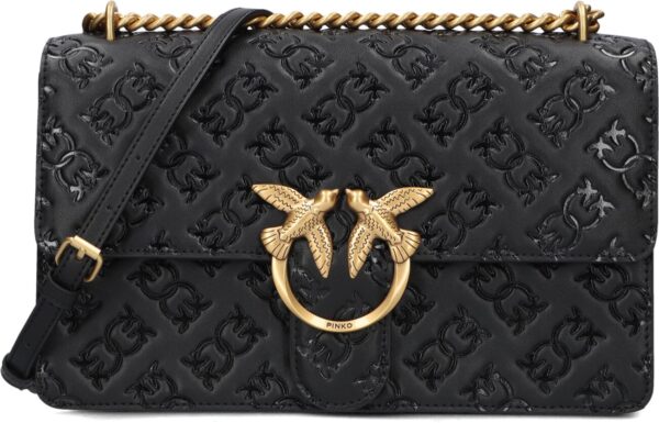 Pinko Schoudertas
Dames Love One Classic Dc Vitello, Materiaal: Leer, Kleur: Zwart