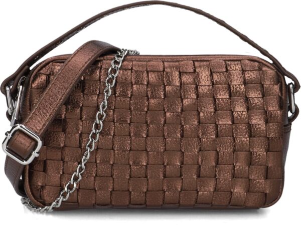 Núnoo Schoudertas
Dames Lyra Metallic, Materiaal: Leer, Kleur: Brons