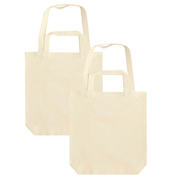 2x canvas tas met dubbel hengsel - beige - 38 x 42 cm- boodschappen