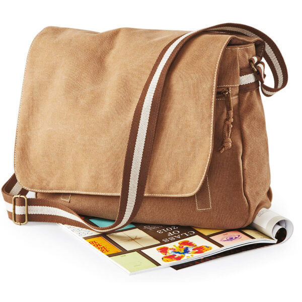 Quadra Schoudertas - khaki - 40x30x12 cm - 14 liter - vintage look