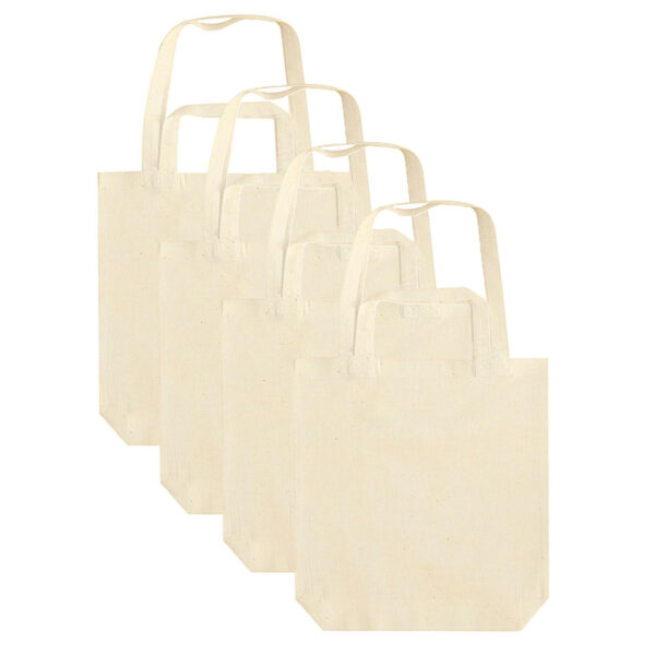 4x canvas tas met dubbel hengsel - beige - 38 x 42 cm- katoen - boodschappen draagtas/shopper
