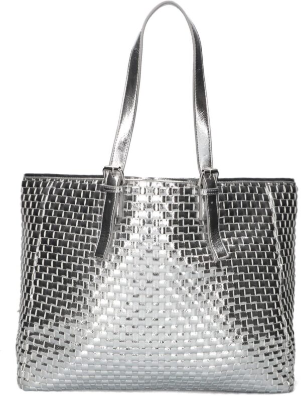 Núnoo Schoudertas
Dames Maxi Shopper Braided Recycled Cool, Kleur: Zilver