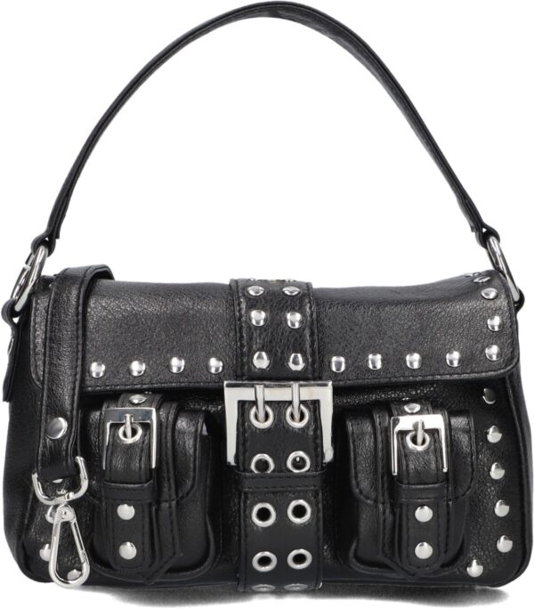 Núnoo Handtas
Dames Small Honey Buckle Rivet Mountain, Materiaal: Leer, Kleur: Zwart
