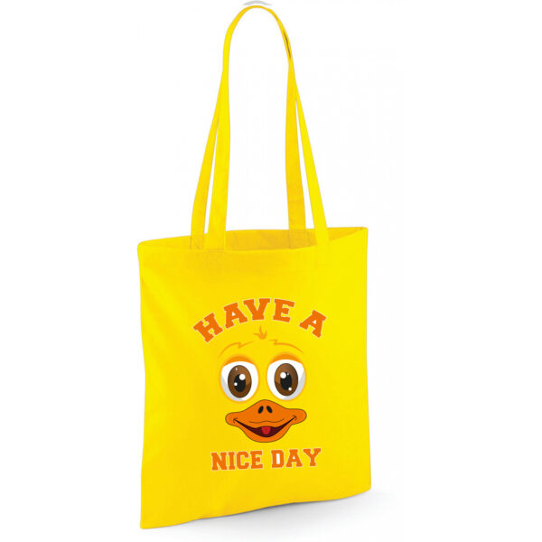 Bellatio Decorations schoudertas meisjes - eend - geel - have a nice day - 42 x 38 cm - shopper