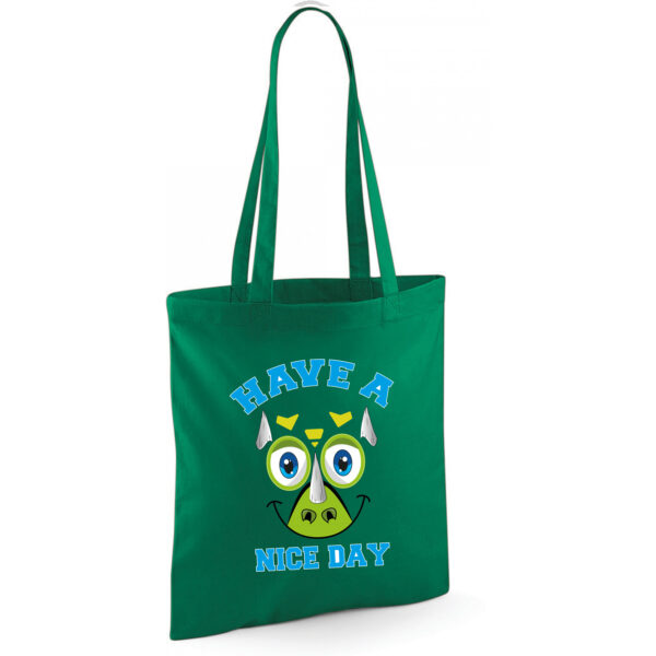 Bellatio Decorations schoudertas jongens - dinosaurus - groen - nice day - 42 x 38 cm - shopper