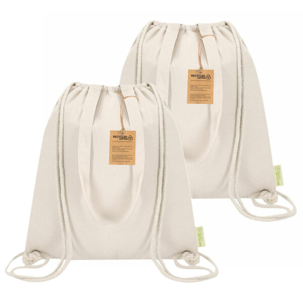 Koeltas rugzak - 2x - katoen - naturel - 7 liter - 38 x 42 cm