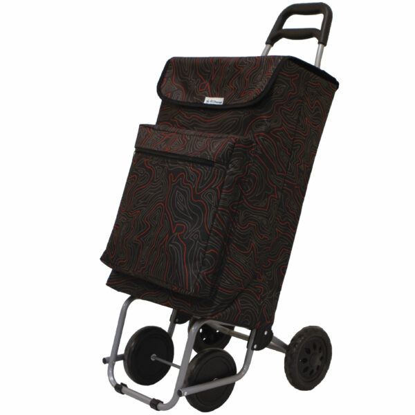 AMIG Boodschappentrolley - zwart/rood - 48L - aluminium frame