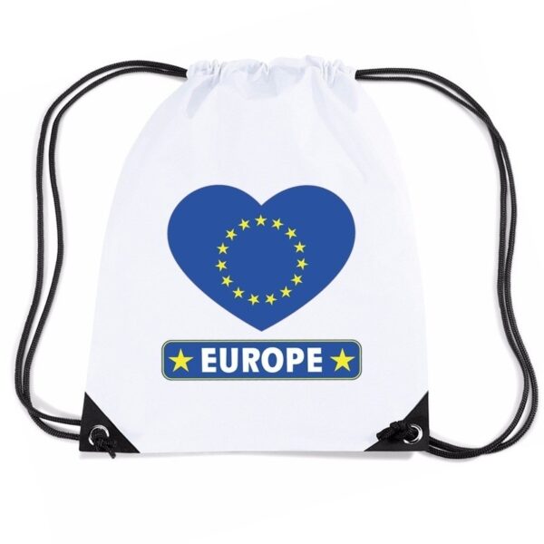 Nylon sporttas Europa hart vlag wit