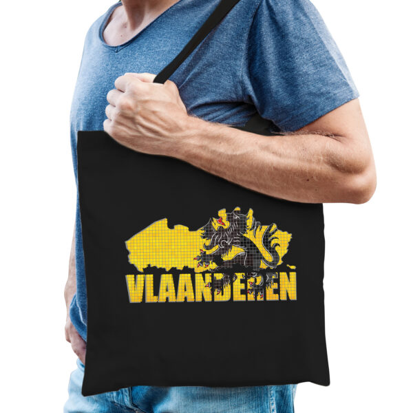 Tas met tekst Silhouet van Vlaanderen zwart heren