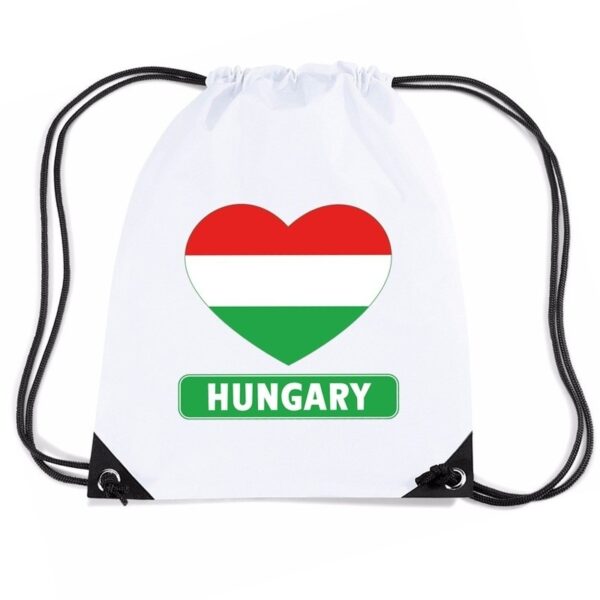 Nylon sporttas Hongarije hart vlag wit