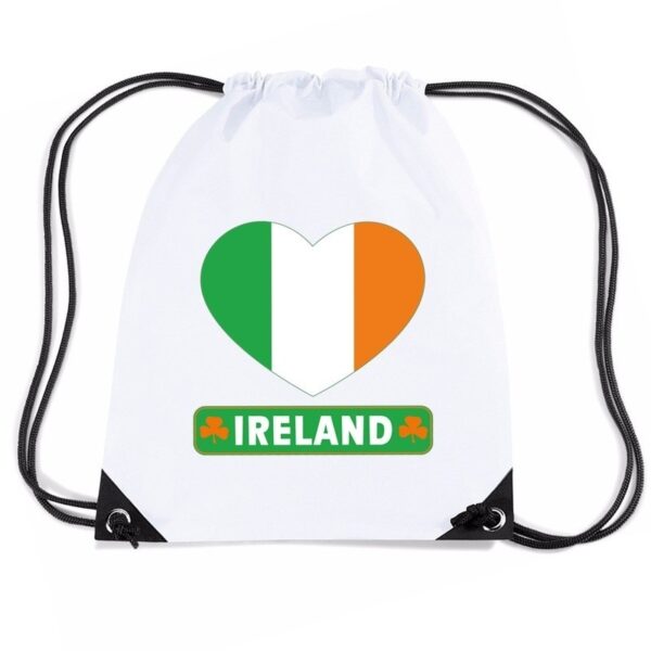 Nylon sporttas Ierland hart vlag wit