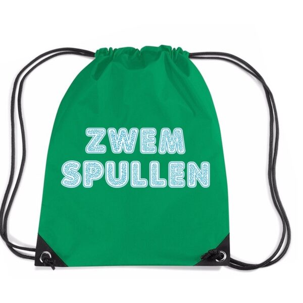 Zwemspullen rugzakje / zwemtas met rijgkoord groen