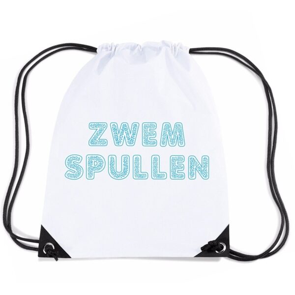 Zwemspullen rugzakje / zwemtas met rijgkoord wit