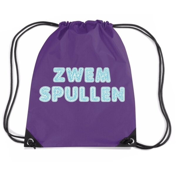 Zwemtas / rugtas van nylon met rijgkoord paars
