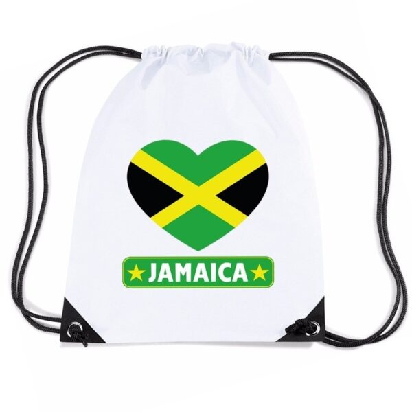 Sporttas met rijgkoord Jamaica vlag in hart