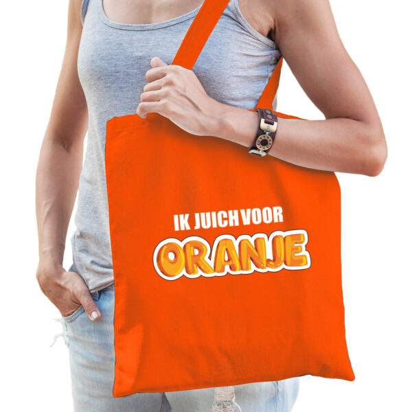 Ik juich voor ORANJE supporter cadeau tas oranje voor dames en heren