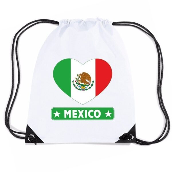 Nylon sporttas Mexico hart vlag wit
