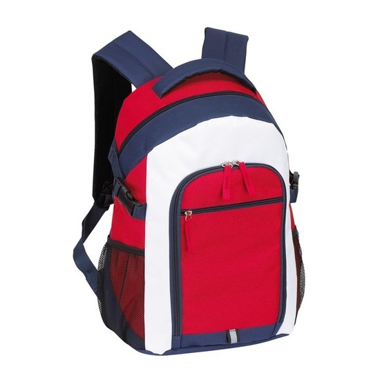 Allround vrije tijd rugzak - rugtas - rood/wit/blauw - 44 x 32 cm