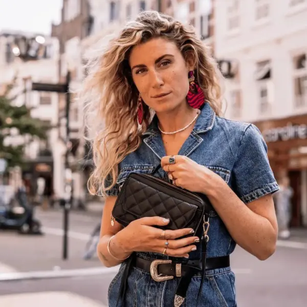 Dames leren handtas - zwart quilted - MŌSZ Naomi