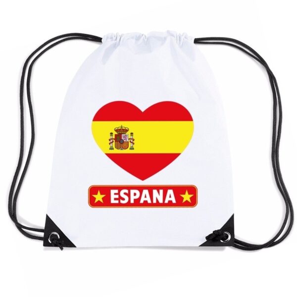 Sporttas met rijgkoord Spanje vlag in hart