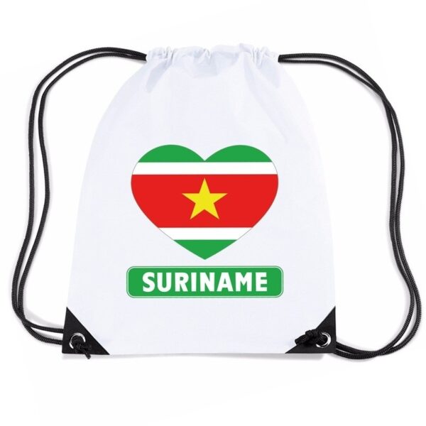 Nylon sporttas Suriname hart vlag wit