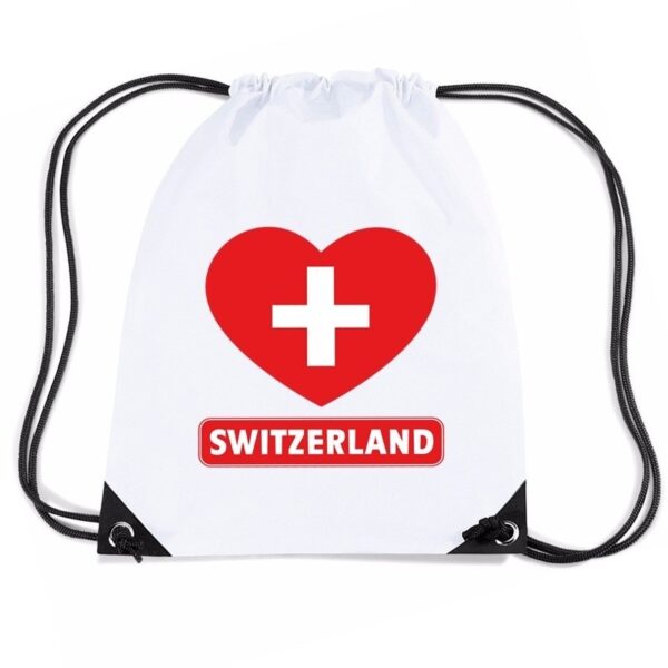 Nylon sporttas Zwitserland hart vlag wit
