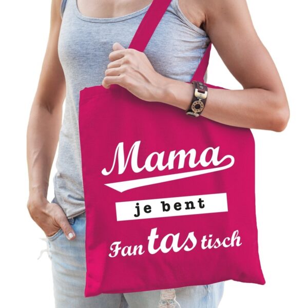 Mama je bent fantastisch cadeau tas roze katoen