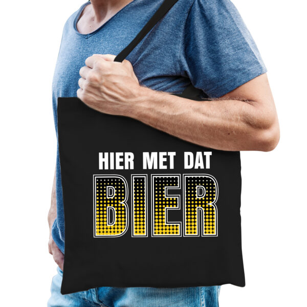 Hier met dat bier fun tas zwart voor heren drank thema