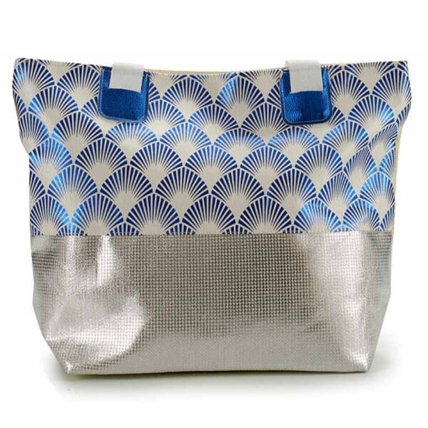 Strandtas Carribean - blauw - glanzend - 37 x 49 cm