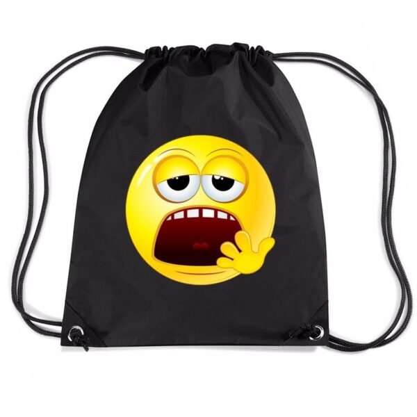 Nylon emoticon smile moe rugzak zwart met rijgkoord