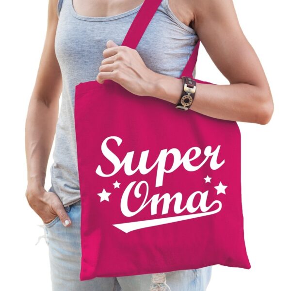 Super oma cadeau tas roze katoen