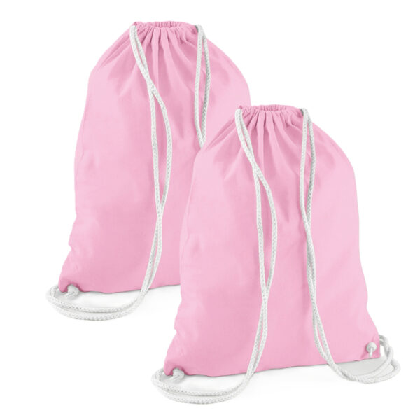 Gymtas sport/zwemmen - 2x - rugzak - lichtroze - rijgkoord - 46 x 37cm