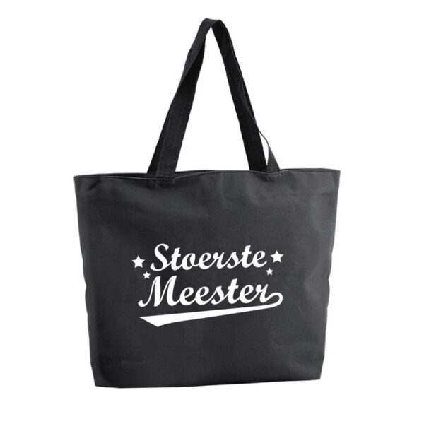 Stoerste Meester boodschappentas / strandtas zwart 47 cm