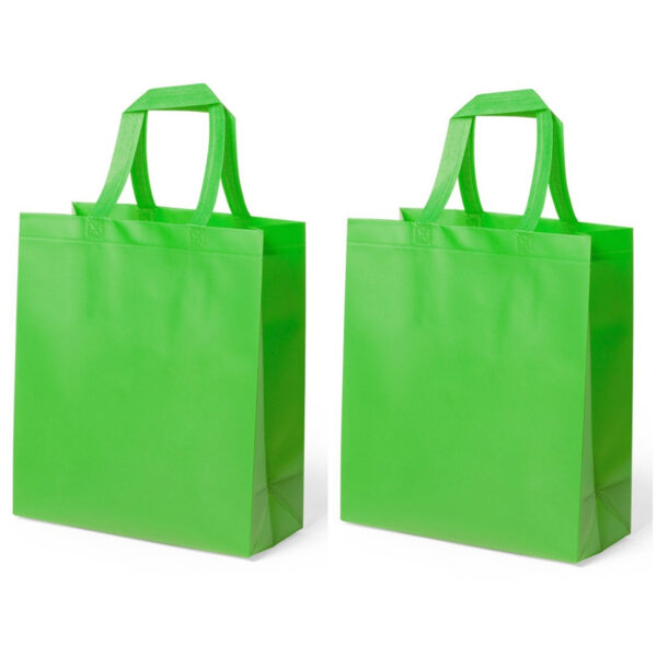 Draagtas/boodschappentas - 2x - lime groen - 35 x 40 x 15 cm