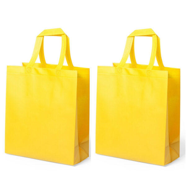 Draagtas/boodschappentas - 2x - geel - 35 x 40 x 15 cm
