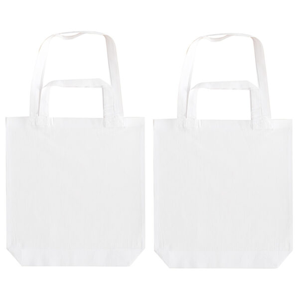 50x stuks canvas tas met dubbel hengsel - wit - 38 x 42 cm- katoen - boodschappen draagtas/shopper