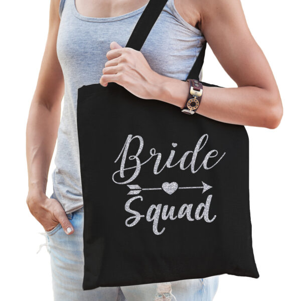 1x Bride Squad vrijgezellenfeest tasje zwart zilver dames
