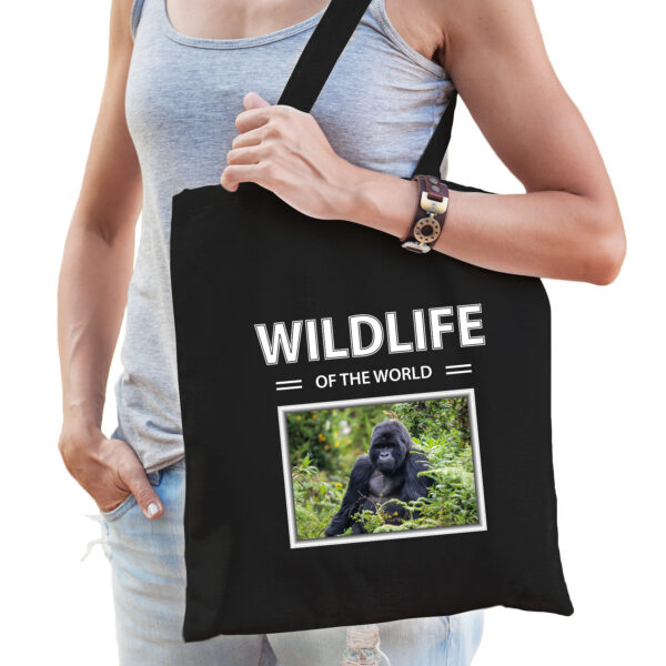 Gorilla aap tasje zwart volwassenen en kinderen - wildlife of the world kado boodschappen tas